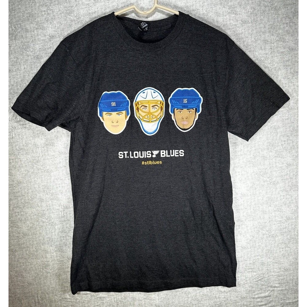 St Louis Blues Hockey Shirt Mens Medium Gray #91 # 15 Faces